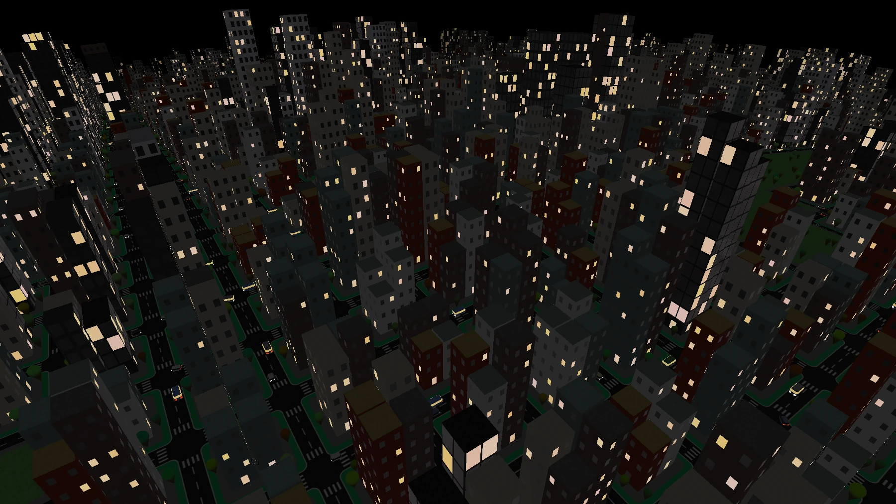 Illuminated windows at dusk