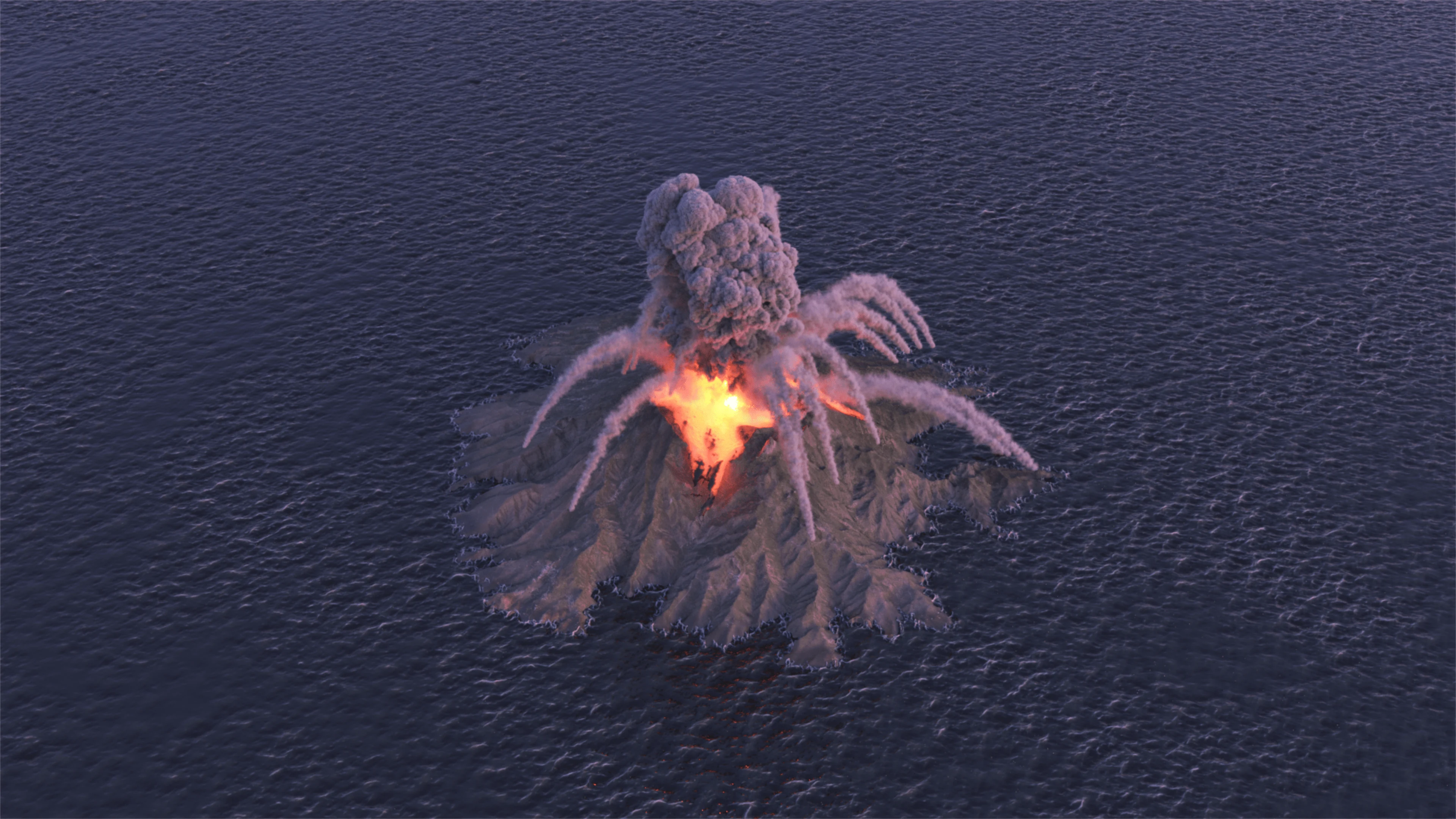 Volcano eruption plume detail