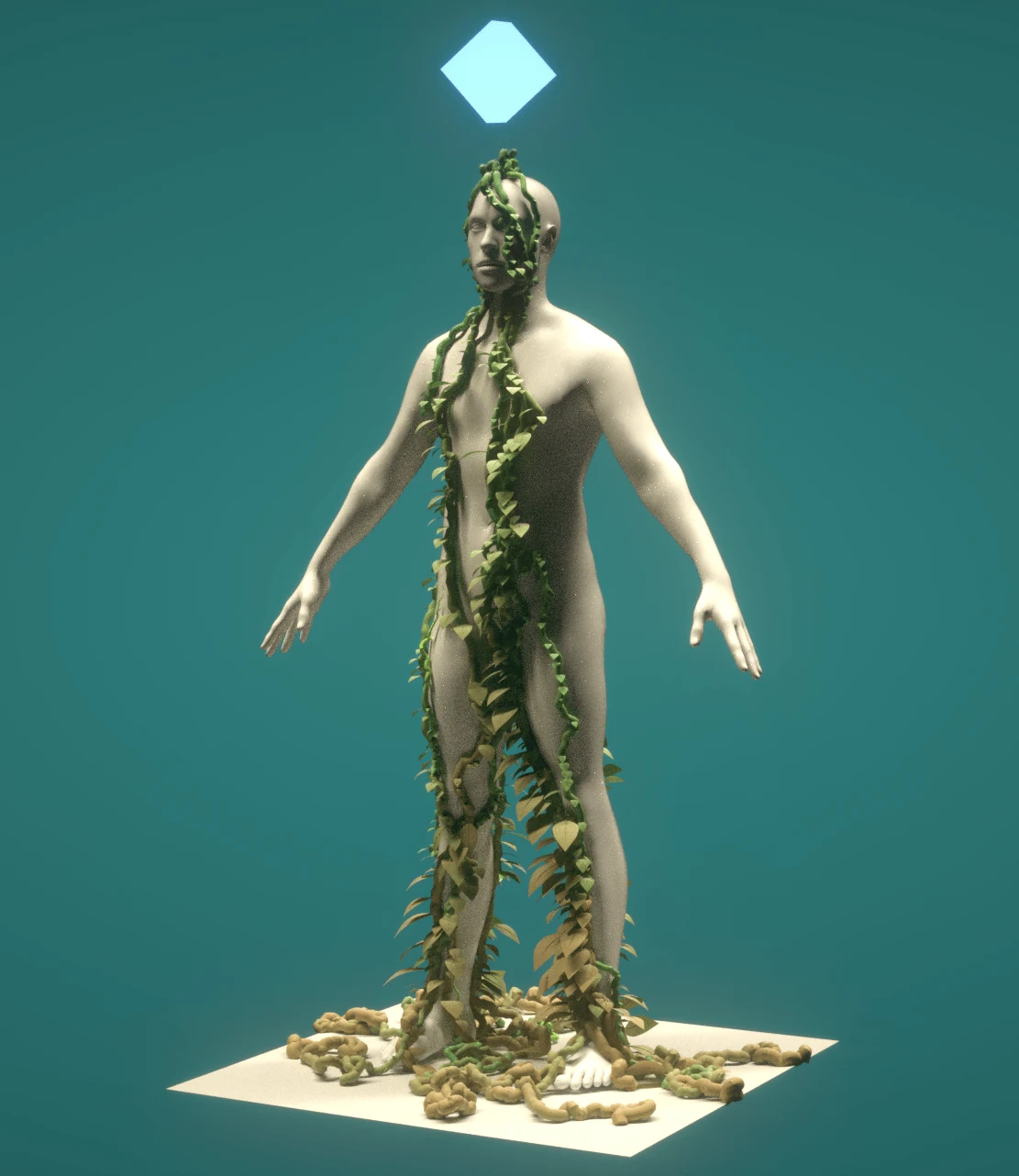 Leaf growth test on character mesh