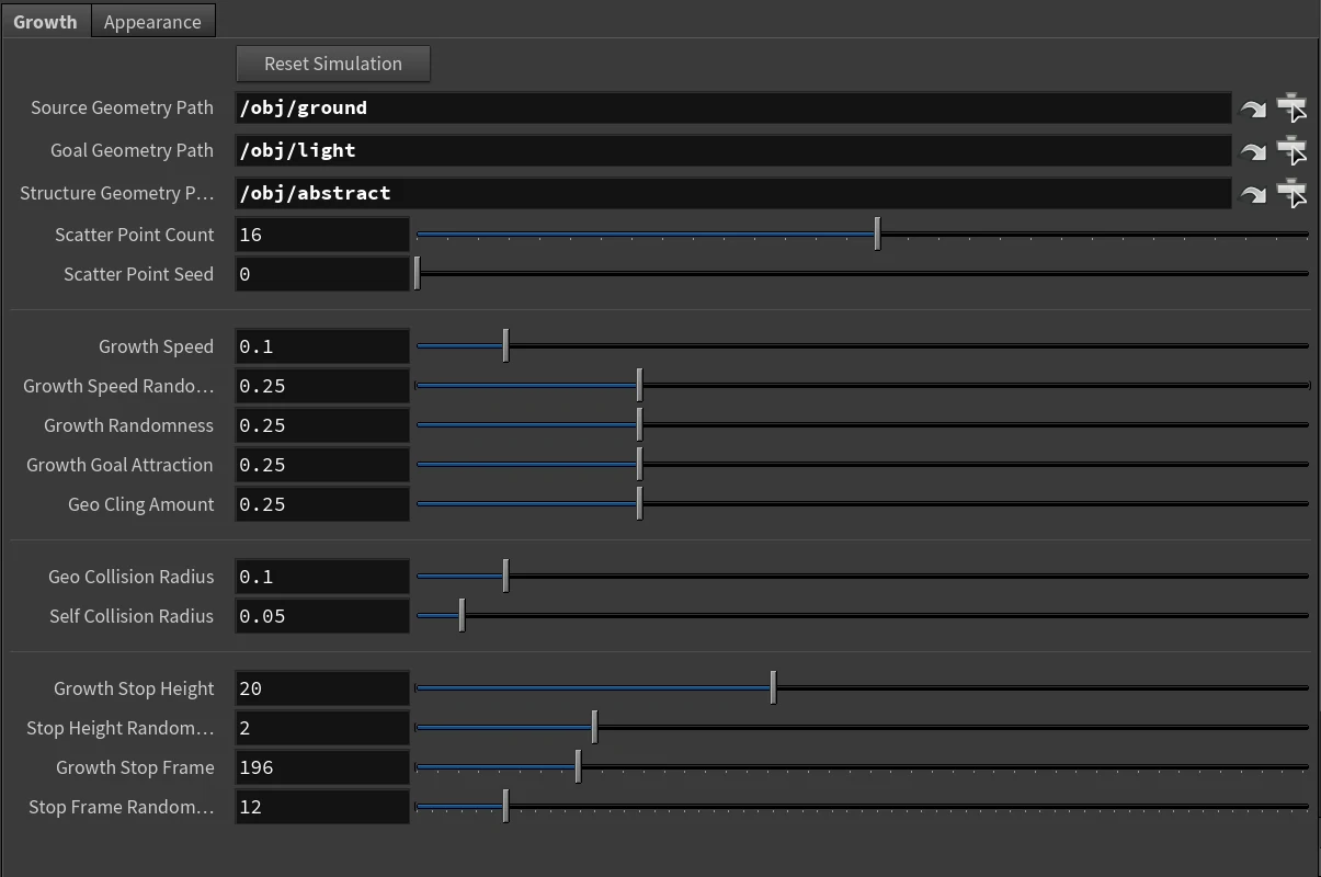 HDA Growth Settings Parameter UI