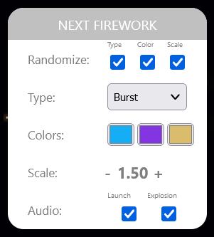 Next Firework Menu